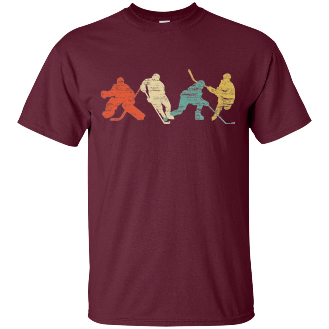 Classic Vintage Style Ice Hockey T-shirt Maroon