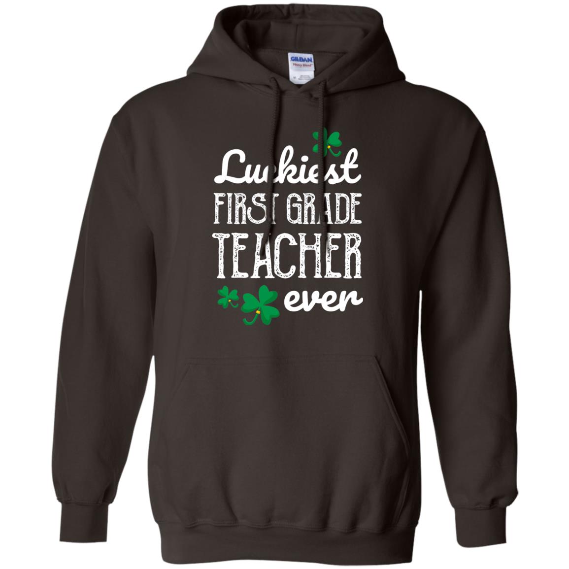 Luckiest First Grade Teacher Ever St. Patricks Day T-shirt Dark Chocolate
