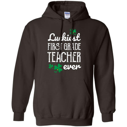 Luckiest First Grade Teacher Ever St. Patricks Day T-shirt Dark Chocolate