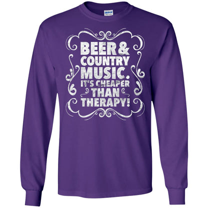Beer Andcountry Music Its Cheaper Than Therapy Shirt Purple