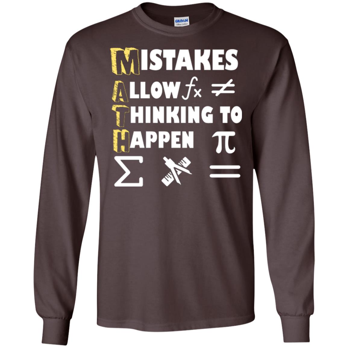 Math Lover T-shirt Mistakes Allow Thinking To Happen Dark Chocolate