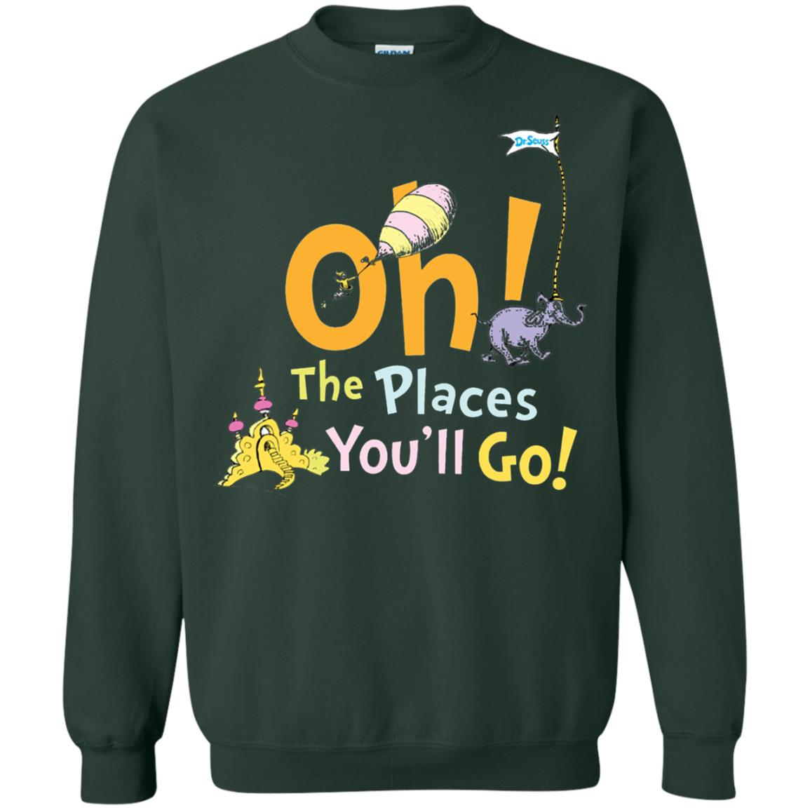 Read Across America Day T-shirt Dr. Seuss Oh The Places You_ll Go Forest Green