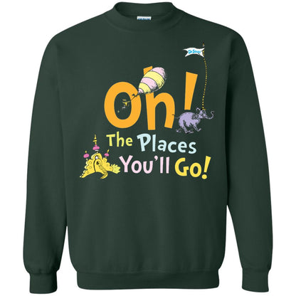 Read Across America Day T-shirt Dr. Seuss Oh The Places You_ll Go Forest Green