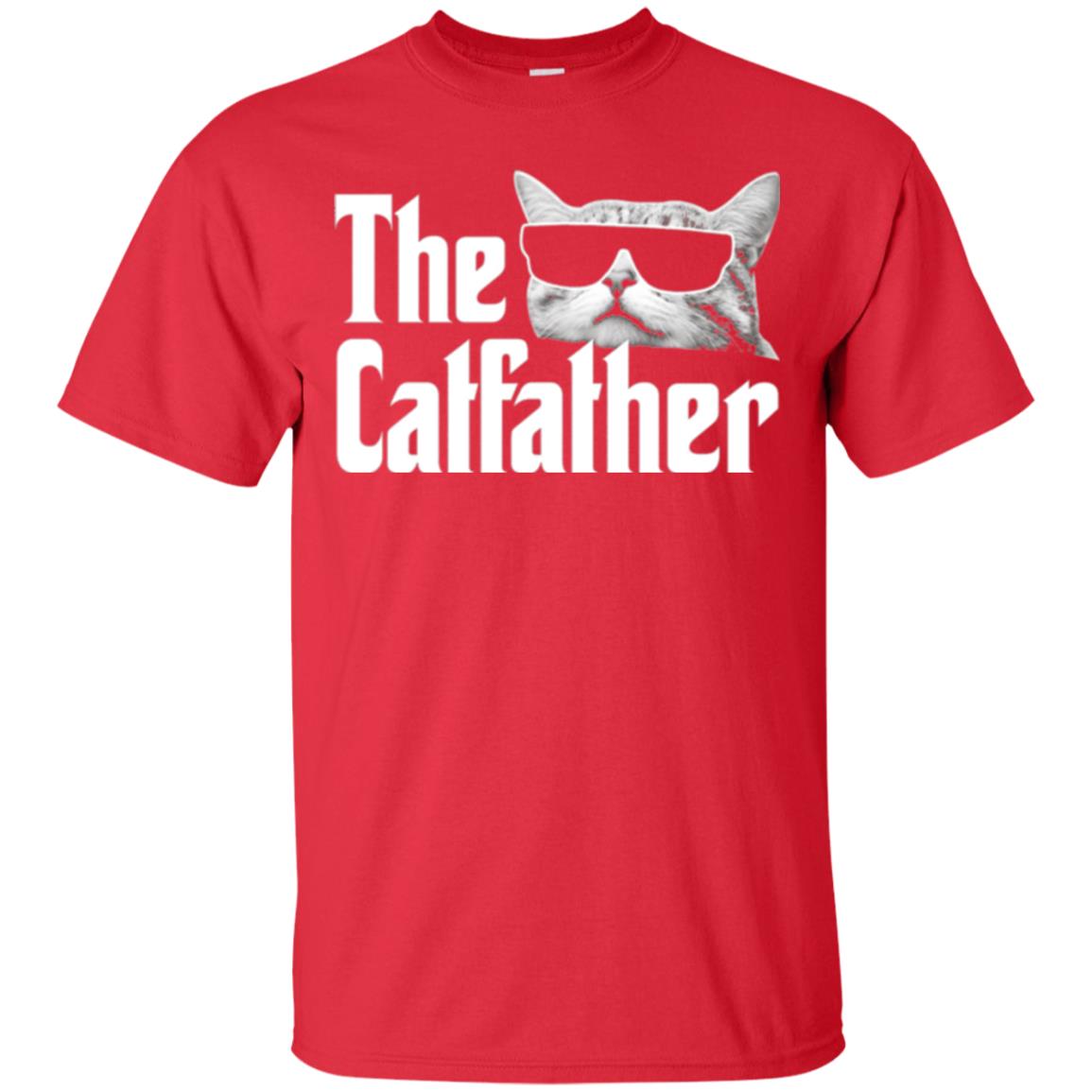 Funny Gift Shirt For Cat Daddy The Catfather T-shirt Red