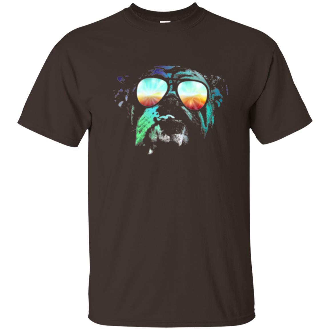 Pitbull Lover T-shirt English Bulldog Neon Dog T-shirt Dark Chocolate