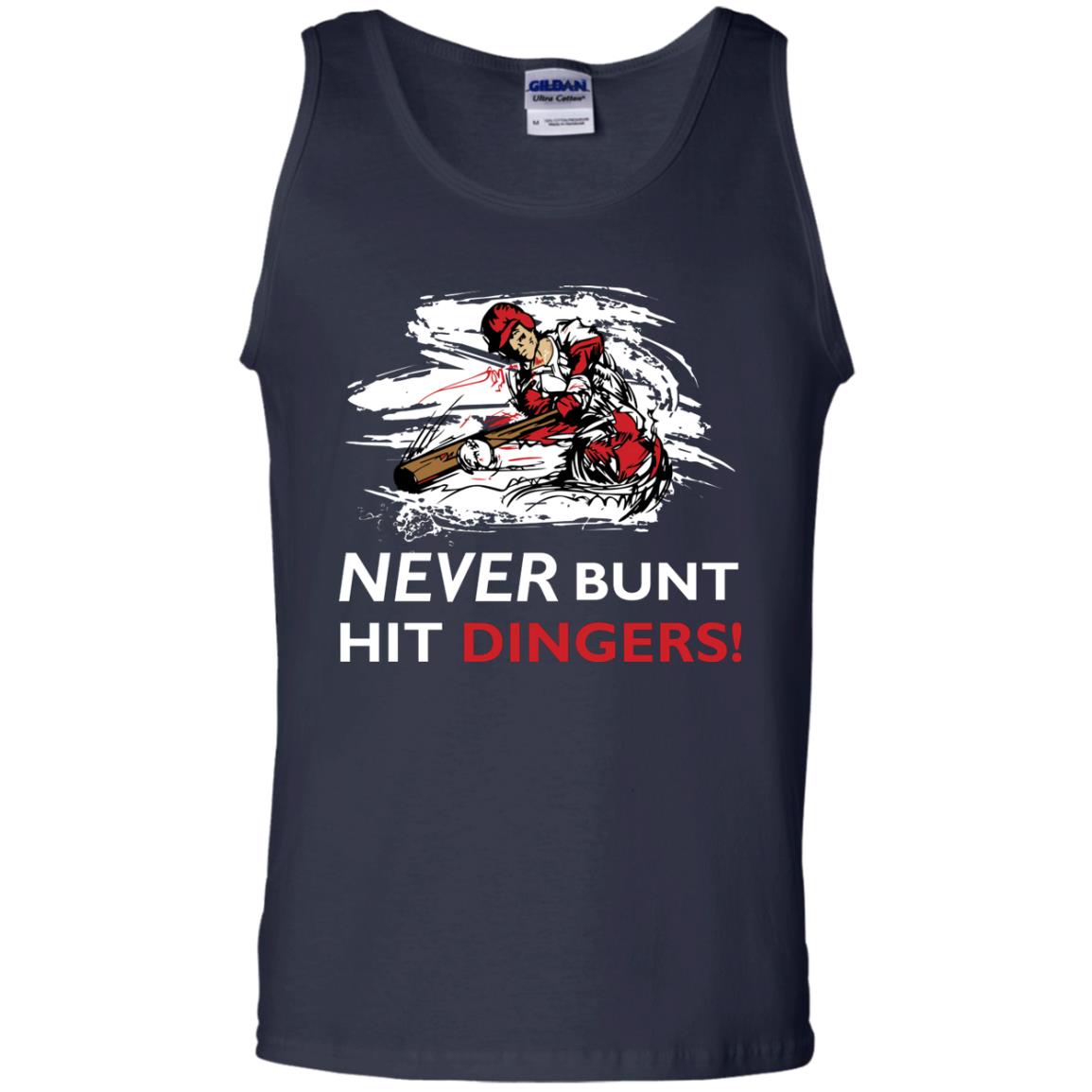 Baseball Lover T-shirt Never Bunt Hit Dingers Navy