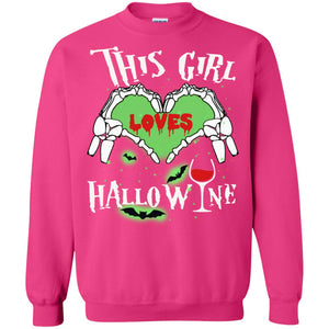 This Girl Loves Hallo-wine Funny Halloween Shirt For Wine LoversG180 Gildan Crewneck Pullover Sweatshirt 8 oz.