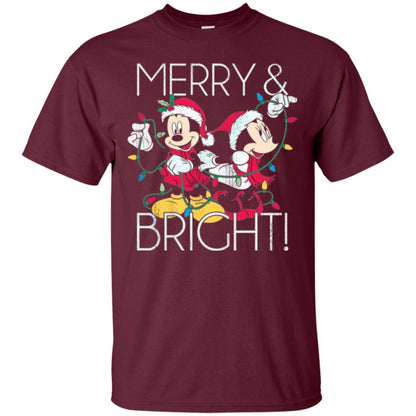 Disney Mickey Mouse T-shirt Merry And Bright Christmas Maroon