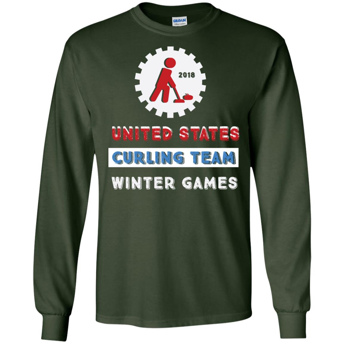 United States Curling Team Winter Games Curling Lover T-shirt Forest Green