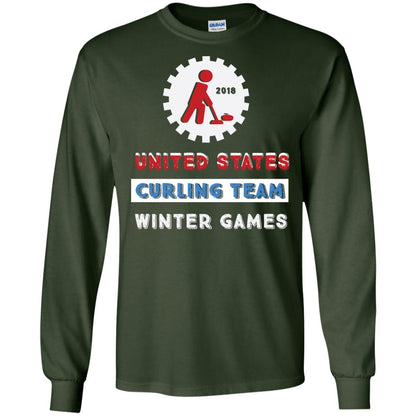 United States Curling Team Winter Games Curling Lover T-shirt Forest Green