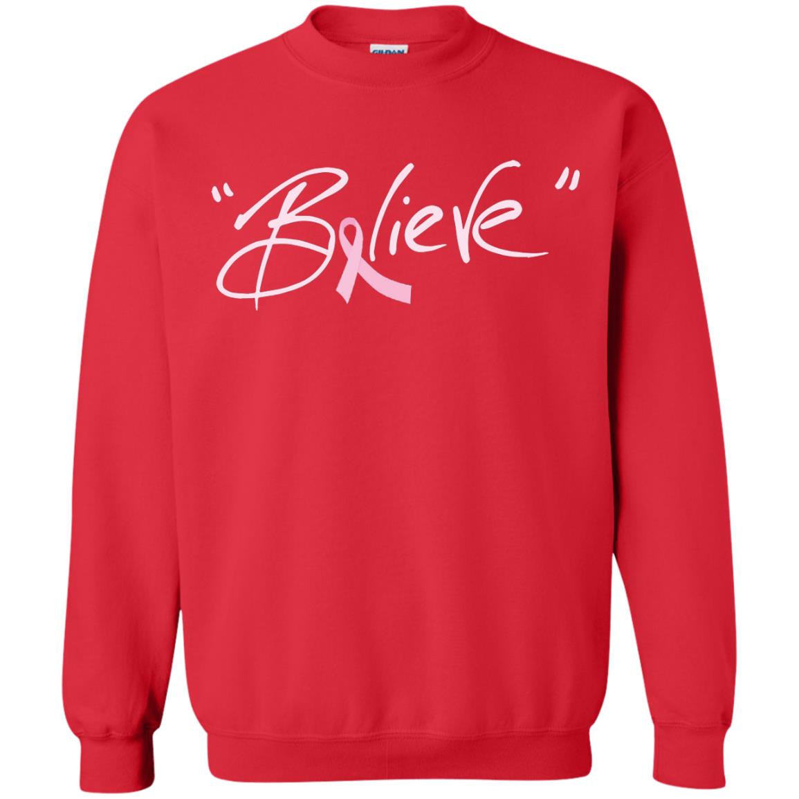 Breast Cancer Awareness Shirt Pink Ribbon Believe Red
