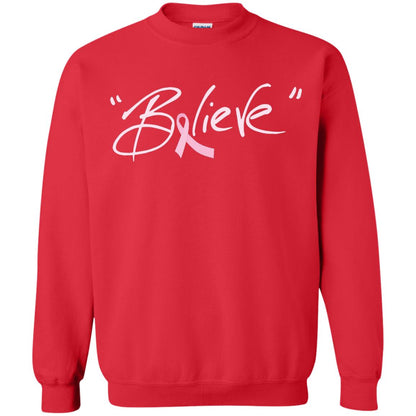 Breast Cancer Awareness Shirt Pink Ribbon Believe Red