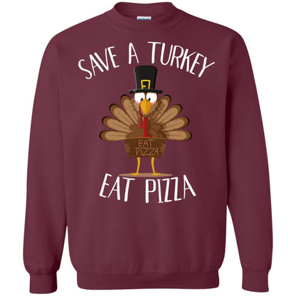 Save A Turkey Eat Pizza Thaksgiving Gift Shirt Maroon