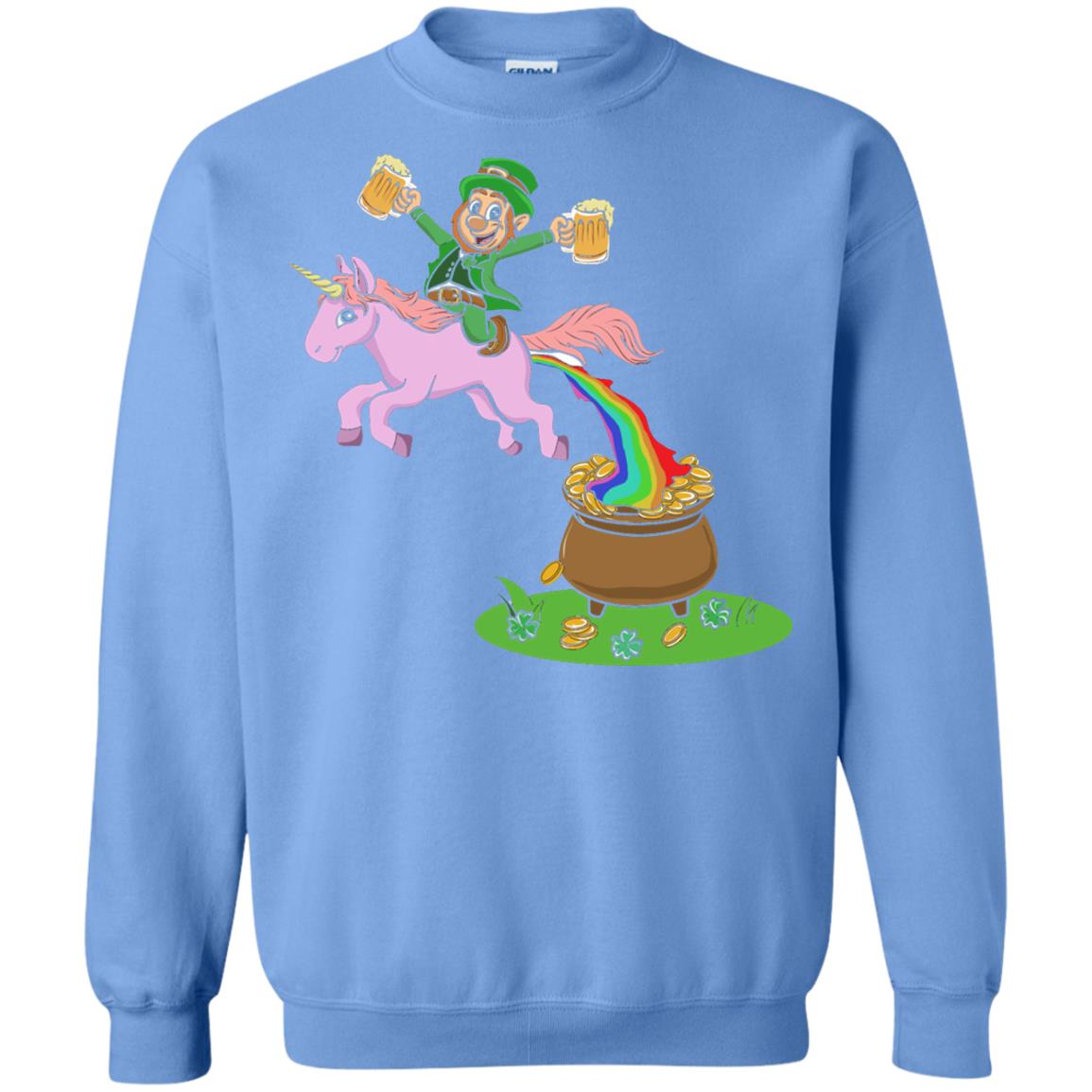 Leprechaun Riding A Unicorn Funny St Patricks Day T-shirt Carolina Blue