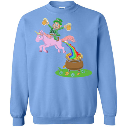 Leprechaun Riding A Unicorn Funny St Patricks Day T-shirt Carolina Blue