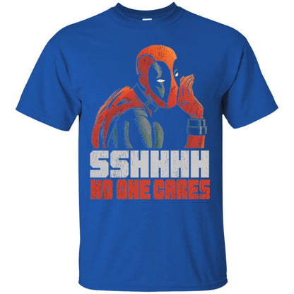 Marvel Deadpool T-shirt Sshhhh No One Cares Whisper Graphic Royal
