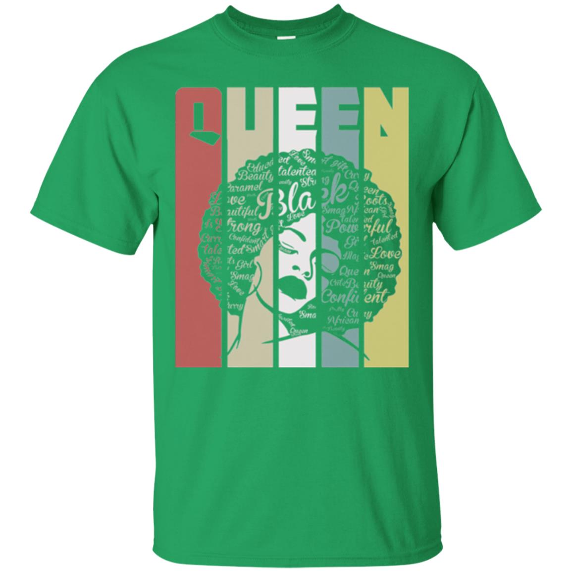Vintage Retro Strong Black Woman With Natural Hair Afro T-shirt Irish Green