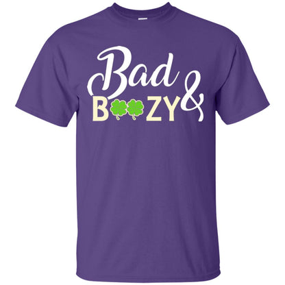 Saint Patrick's Day T-shirt Bad And Boozy Shamrock Purple