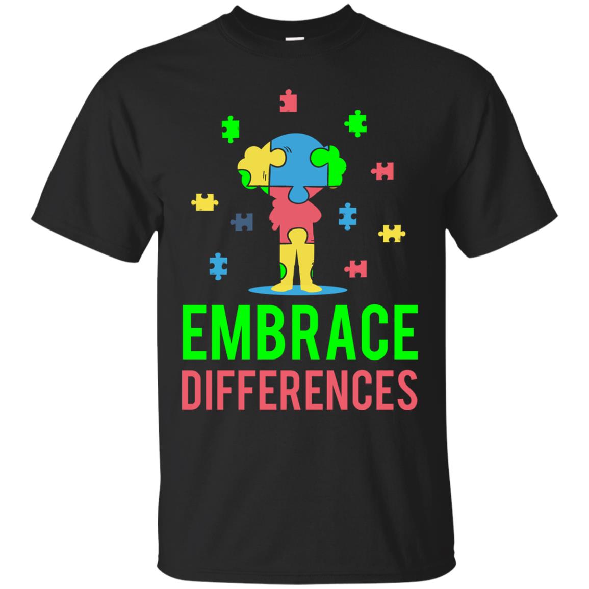 Autism Awareness T-shirt Embrace Differences Black
