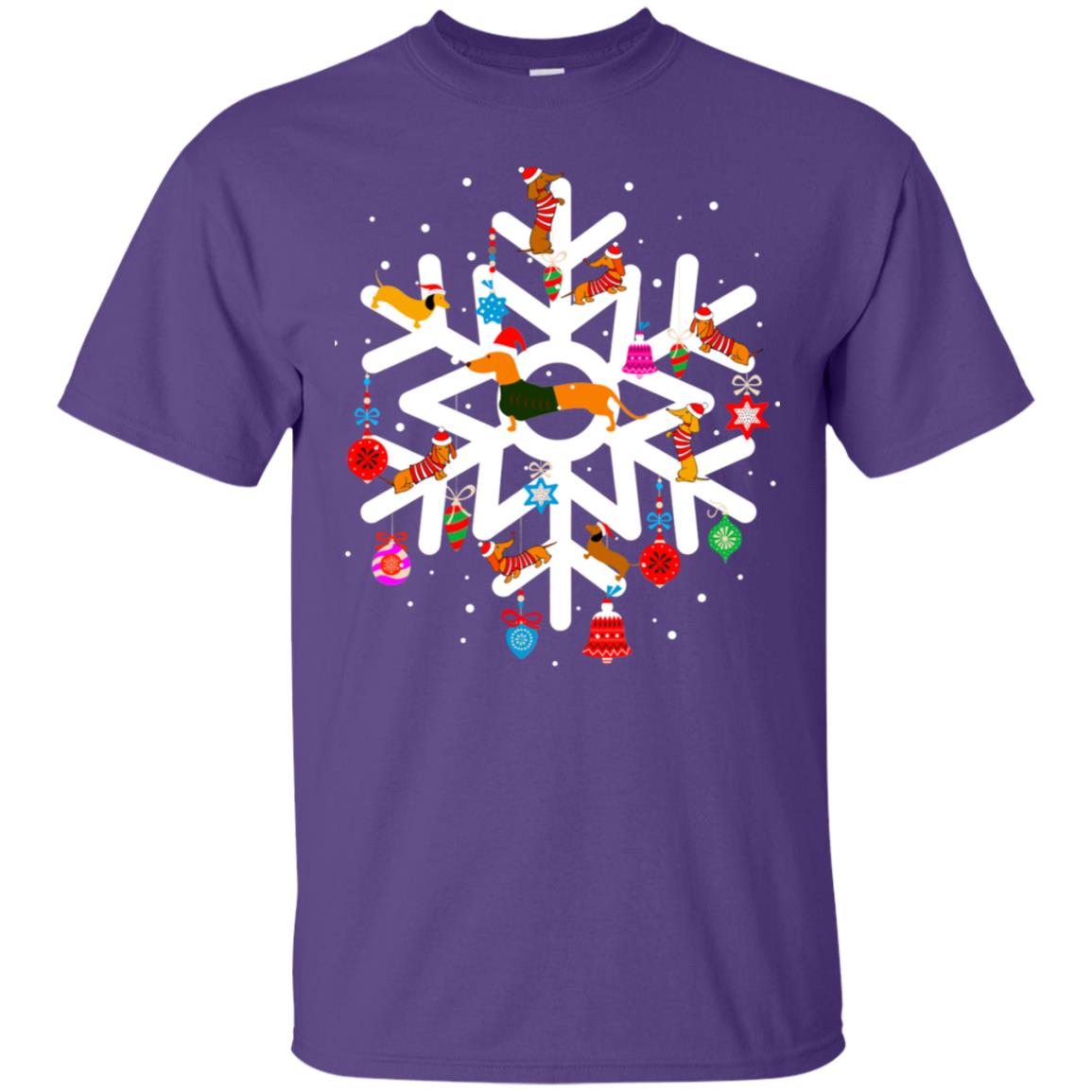 Winter Snow Flower Decorating Bauble And Dachshund X-mas Gift Shirt Purple