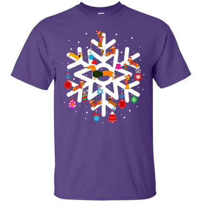 Winter Snow Flower Decorating Bauble And Dachshund X-mas Gift Shirt Purple