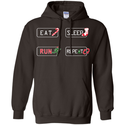 Christmas T-Shirt Eat Sleep Run Repeat Dark Chocolate
