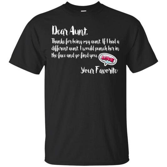 Family T-shirt Dear Aunt Thanks For Being My Aunt Black