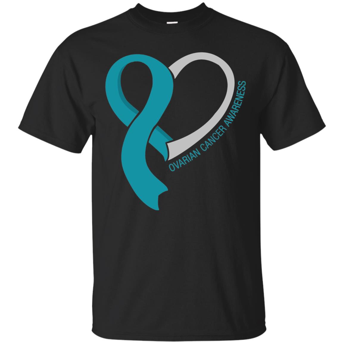 Ovarian Cancer Teal Heart Ribbon Awareness Ovarian Cancer T-shirt Black