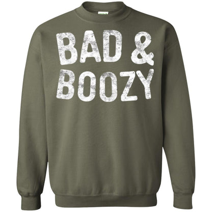 Funny Drinking T-shirt Bad And Boozy Military Green