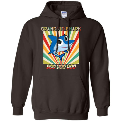 Grandkids Shark Doo Doo Doo Family Shark Gift Shirt Dark Chocolate