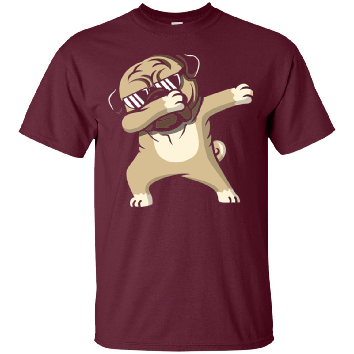 Dog Lover T-shirt Dabbing Pug T-shirt Maroon