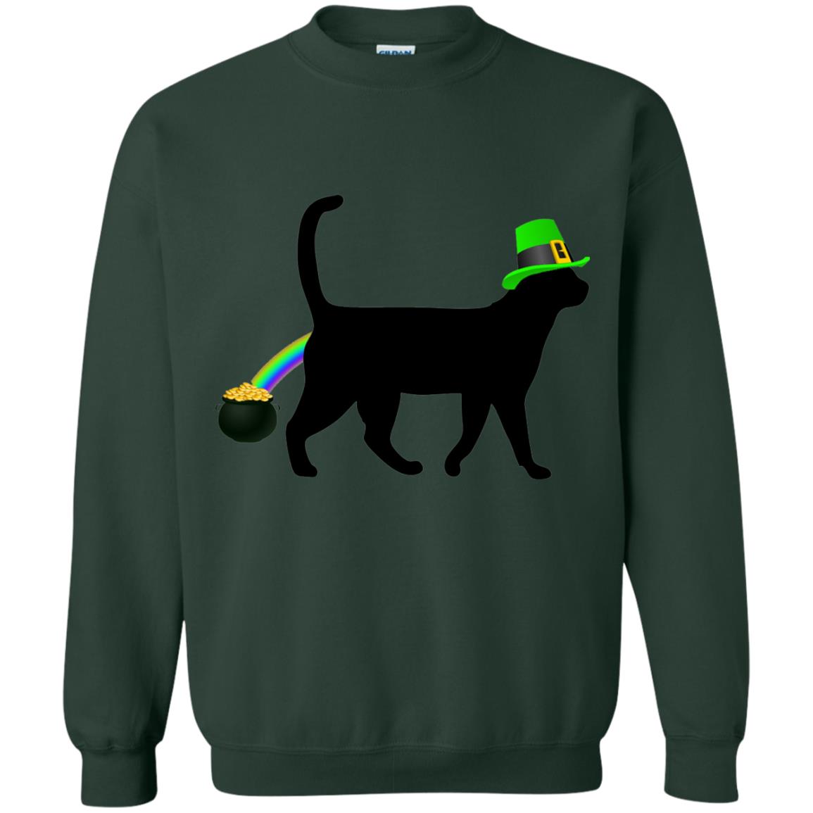 Cat Leprechaun Funny Cat Saint Patrick_s Day T-shirt Forest Green