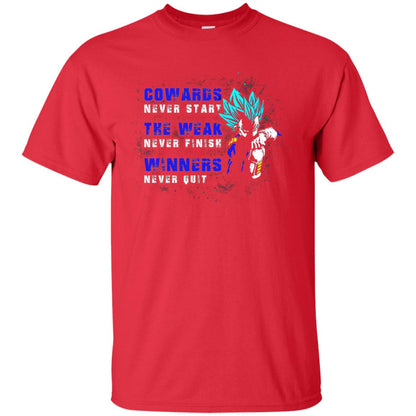 Cowards Never Start The Weak Never Finish Comic T-shirt Red