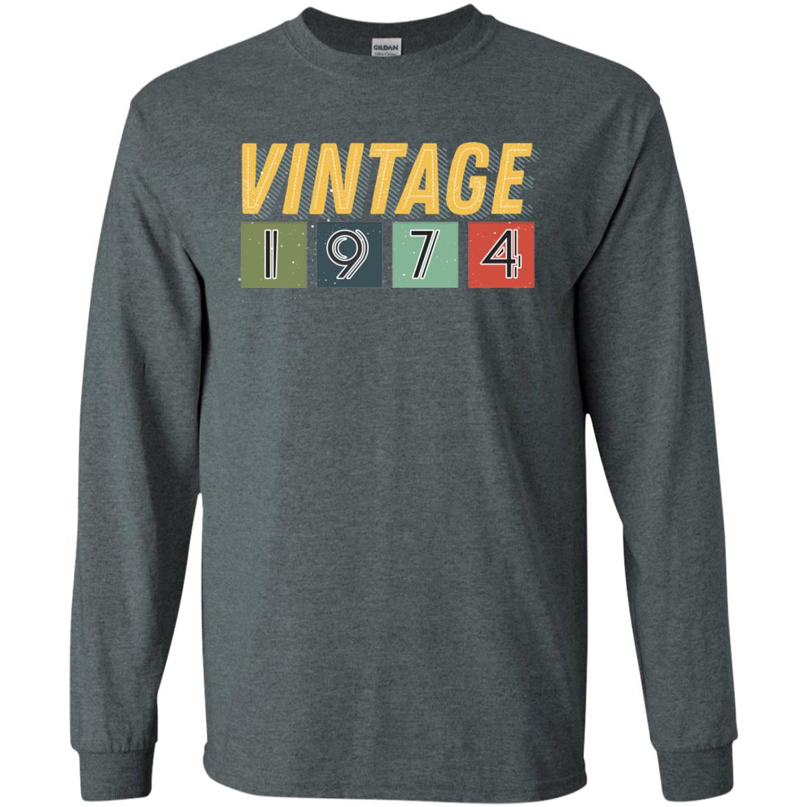 Vintage 1974 44th Birthday Gift Shirt For Mens Or Womens Dark Heather