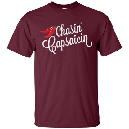 Hot Pepper Lover T-shirt Chasin Capsaicin Spicy Food Maroon