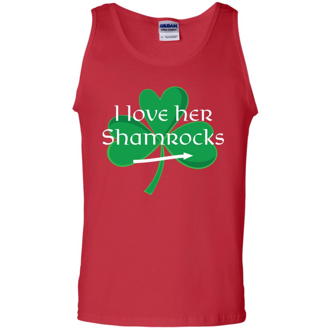 Saint Patrick_s Day T-shirt I Love Her Shamrocks Red