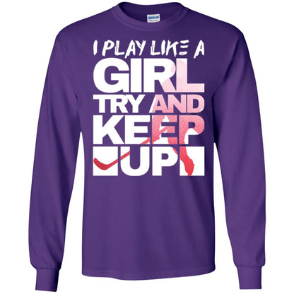Hockey Lovers T-shirt I Play Like A Girl Purple