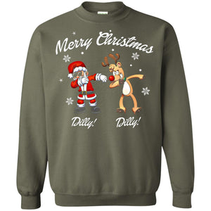 Christmas T-shirt Santa And Reindeer Dilly Dilly