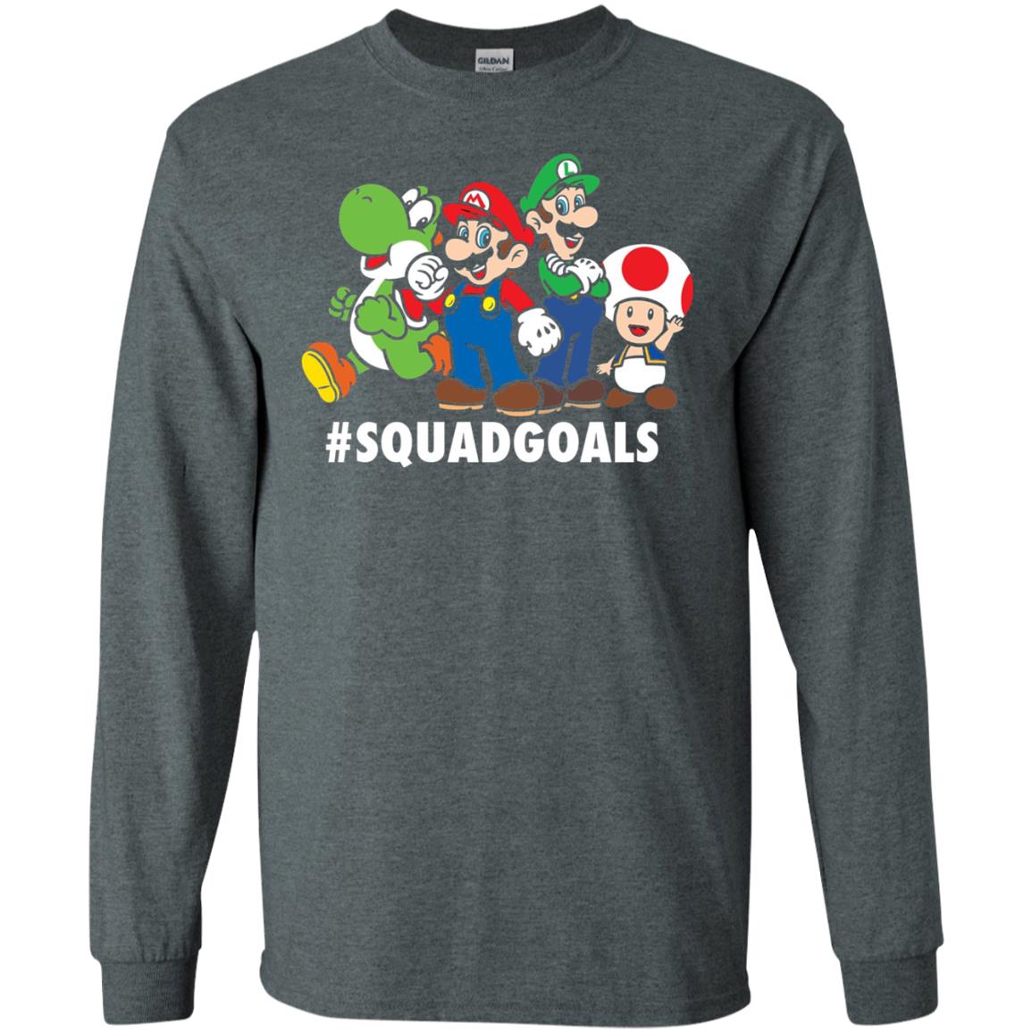 Nintendo Super Mario Luigi #squadgoals Gamer T-shirt Dark Heather
