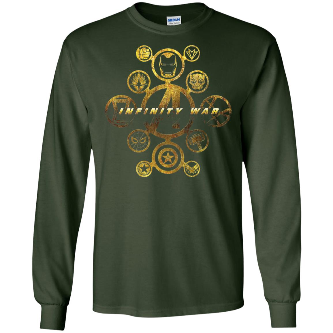 Infinity War Gold Hero Movie T-shirt Forest Green