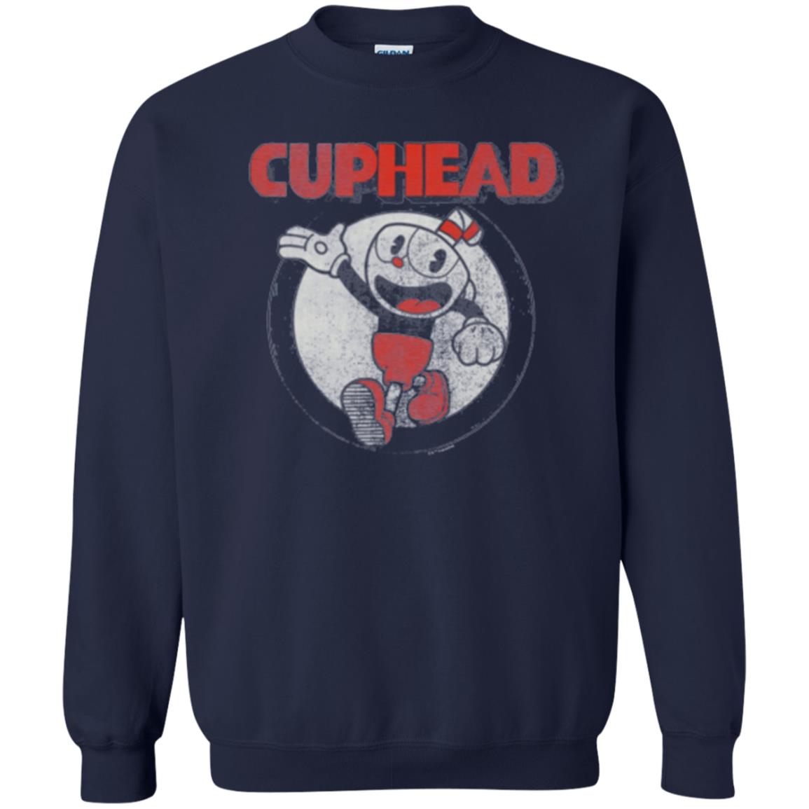 Cuphead T-shirt Cuphead Waving Circle Portrait Navy