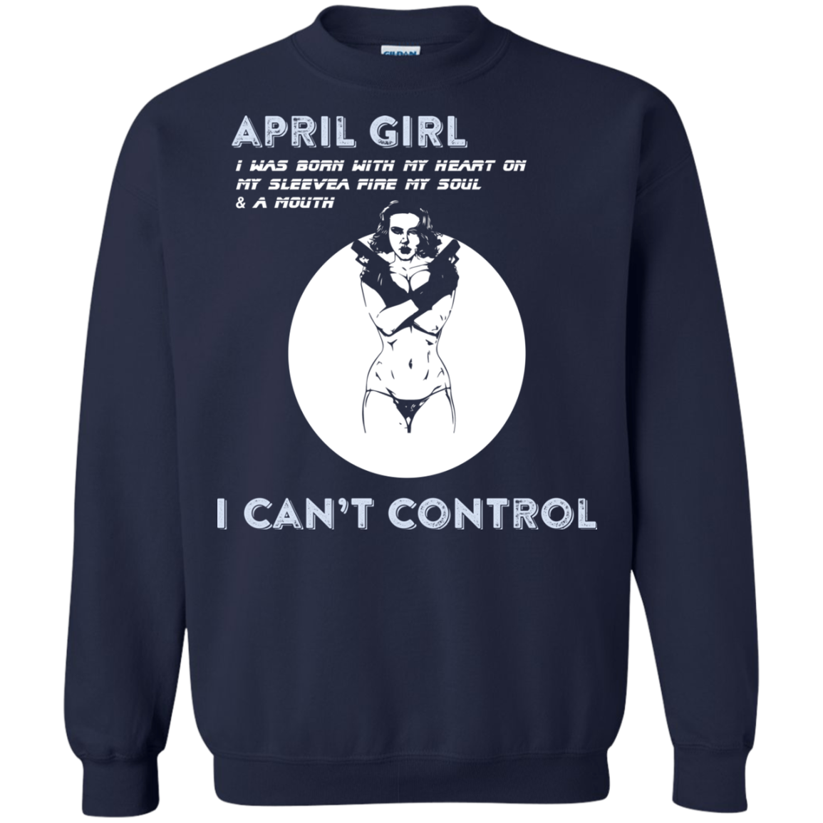 April Girl I Was Born With My Heart T-shirt Navy