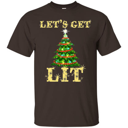 Christmas T-shirt Let_s Get Lit Dark Chocolate