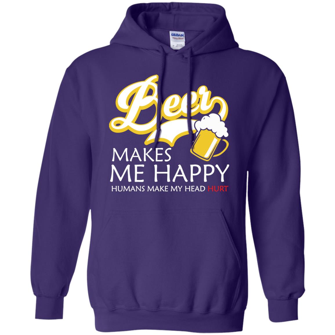 Beer Makes Me Happy Beer Lover T-shirt Purple