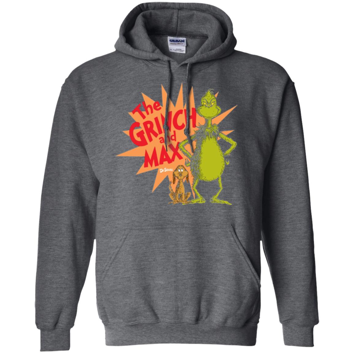 Cartoon T-shirt Dr. Seuss Grinch And Max Burst Dark Heather
