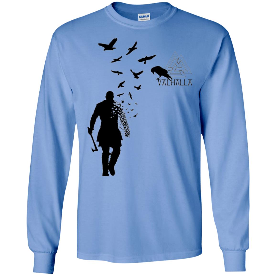 Vikings Axe Ragnar Lothbrok Flock Of Ravens Valhalla Symbol T-shirt Carolina Blue