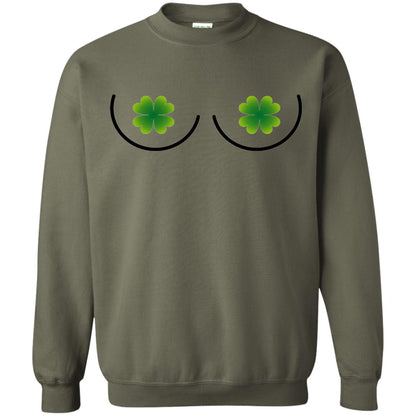 Irish Shamrock Boobs St. Patrick_s Day T-shirt Military Green