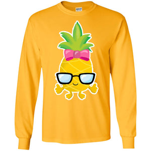 Funny Pineapple With Glasses For Girls Womens ShirtG240 Gildan LS Ultra Cotton T-Shirt