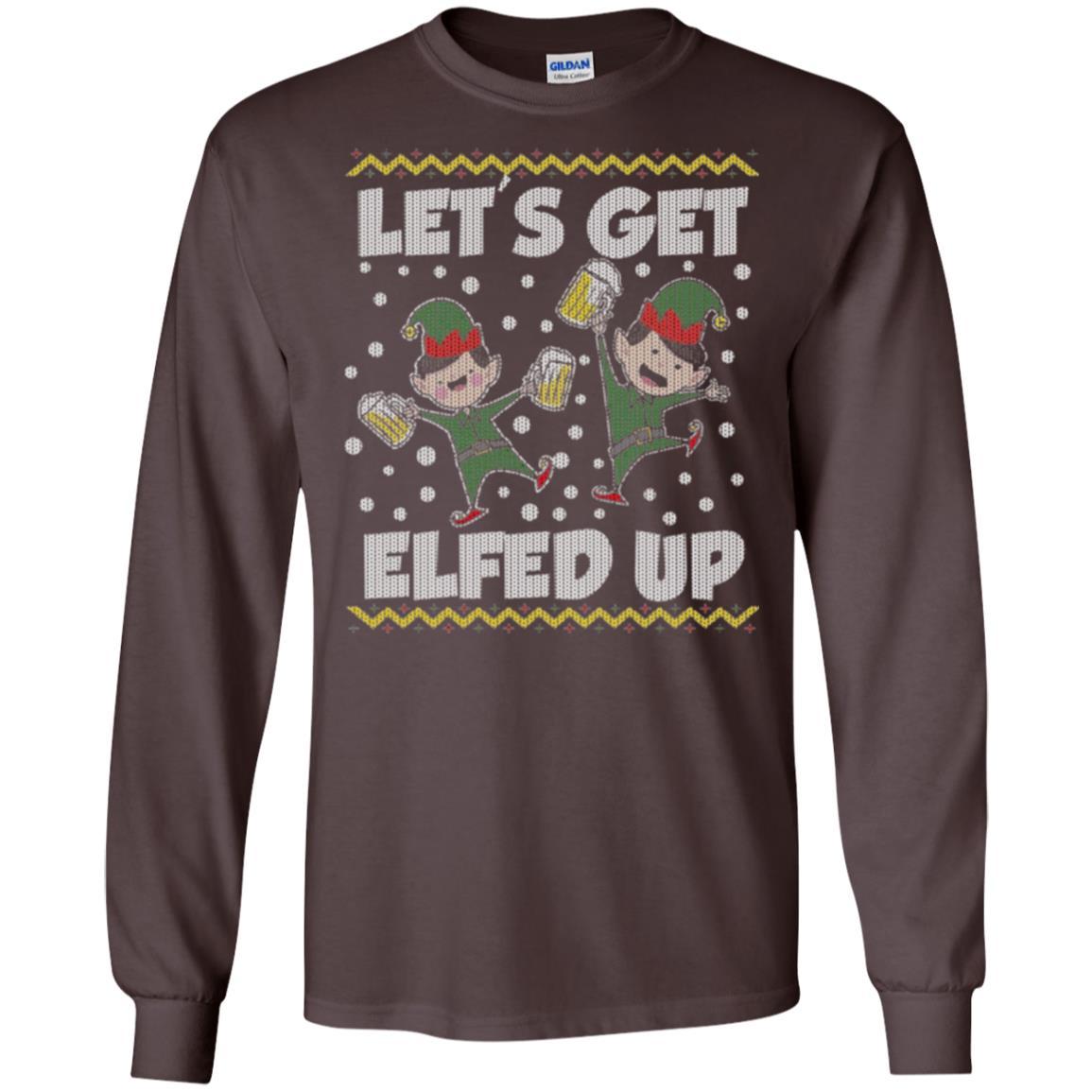 Christmas T-shirt Let's Get Elfed Up Dark Chocolate