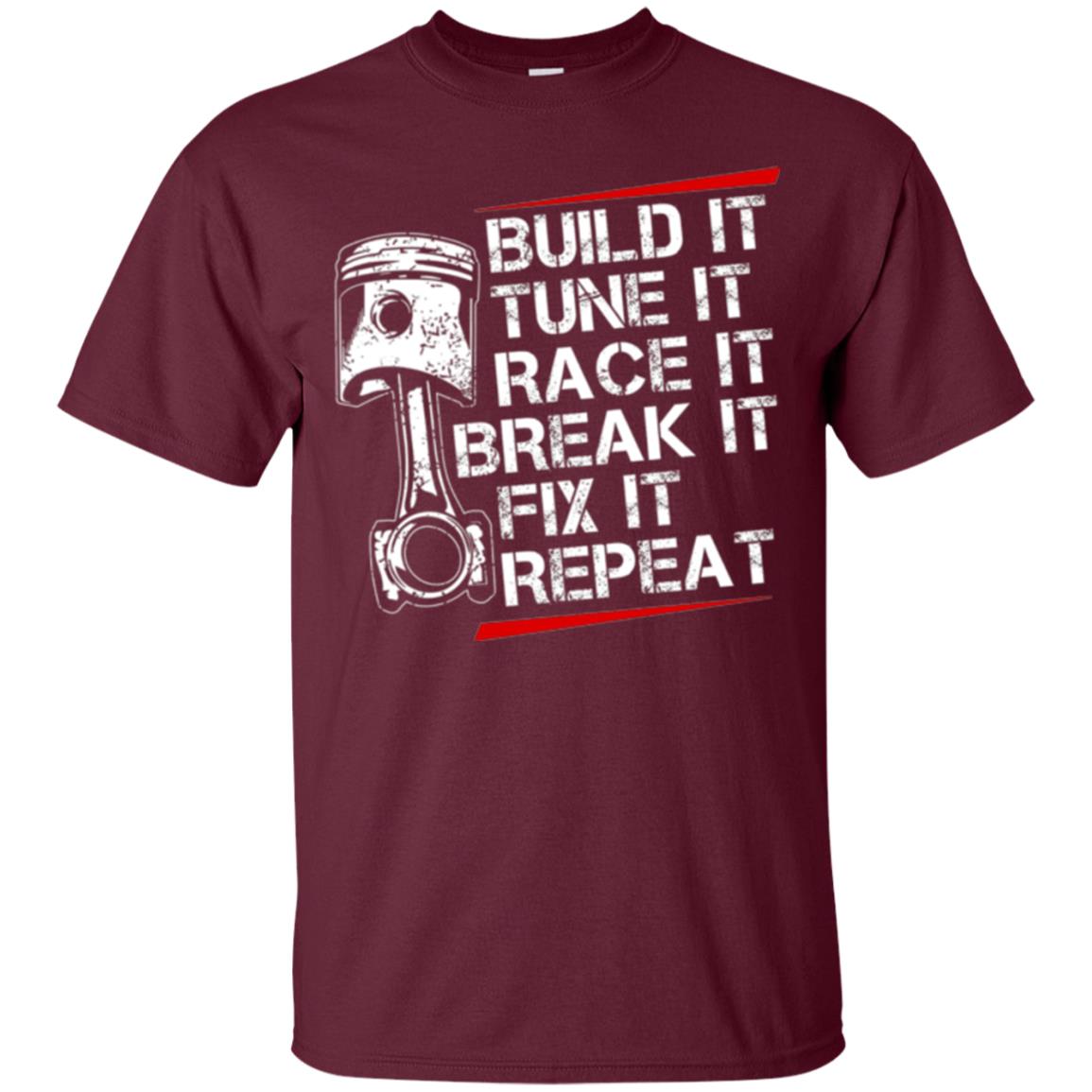 Racecar Steps T-shirt Build It Turn It Race It Maroon
